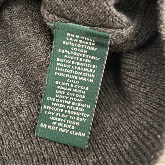 Ralph Lauren Grey Boatneck Leather Buckle Sweater - Picture 6 of 6